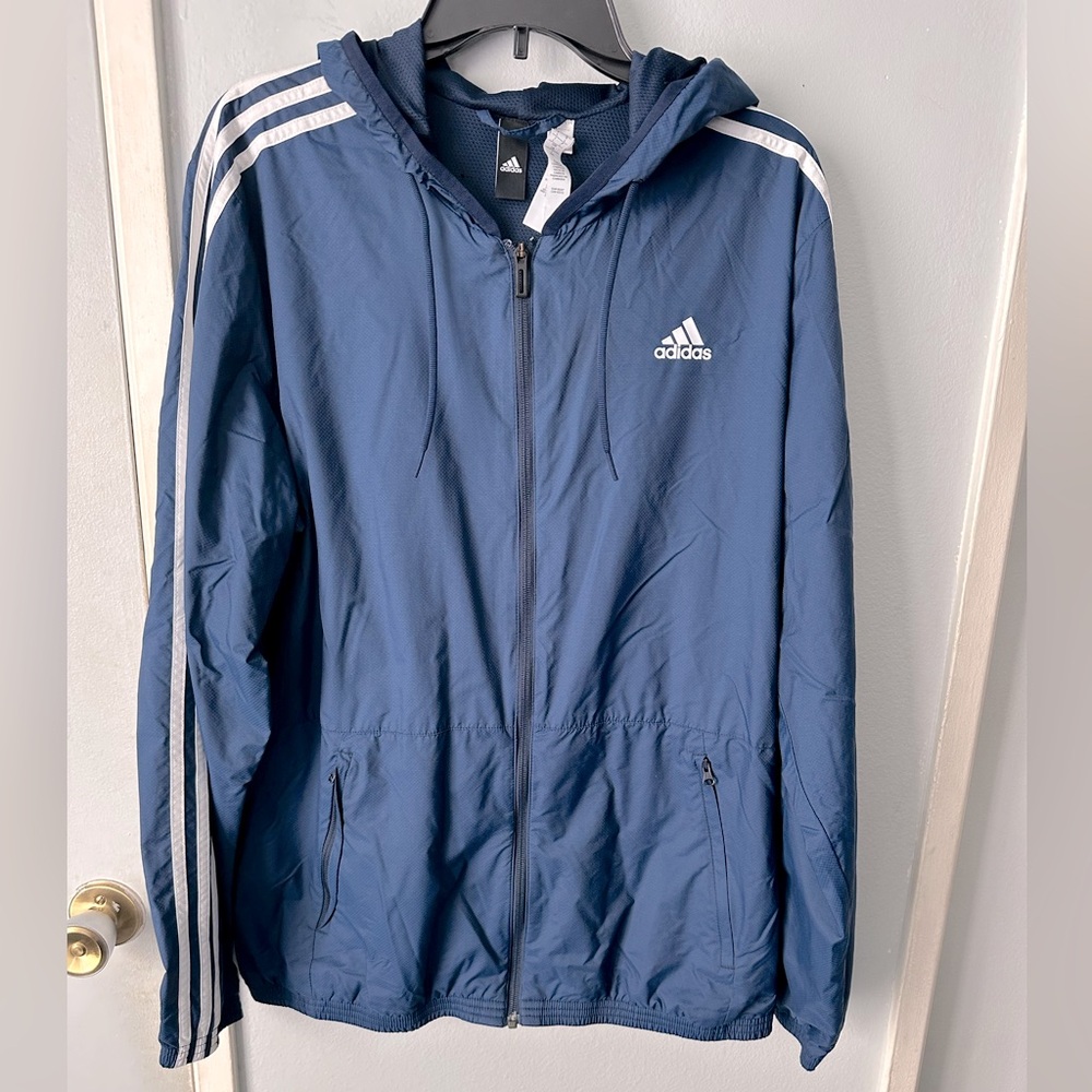 Adidas Blue Windbreaker Lightweight Jacket